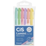 Caneta Marca Texto Cis Lumini Pastel  Estojo c/6 Cores