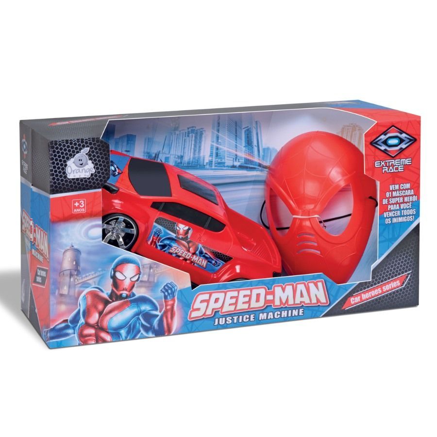 Carrinho Car Heroes Speed Man c/ Máscara Sortido Orange Toys 0427