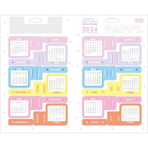 Cartela de Adesivo Decorado Duplo Calendario Happy Tilibra