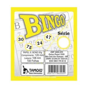 Cartela de Bingo com 100 folhas Amarelo - Tamoio