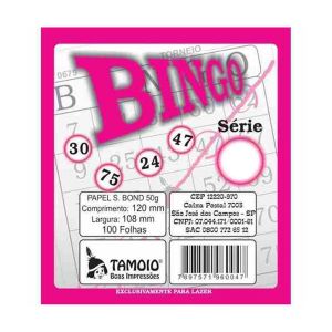 Cartela de Bingo com 100 folhas Rosa - Tamoio