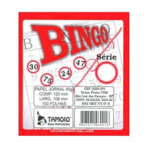 Cartela de Bingo com 100 folhas - Tamoio