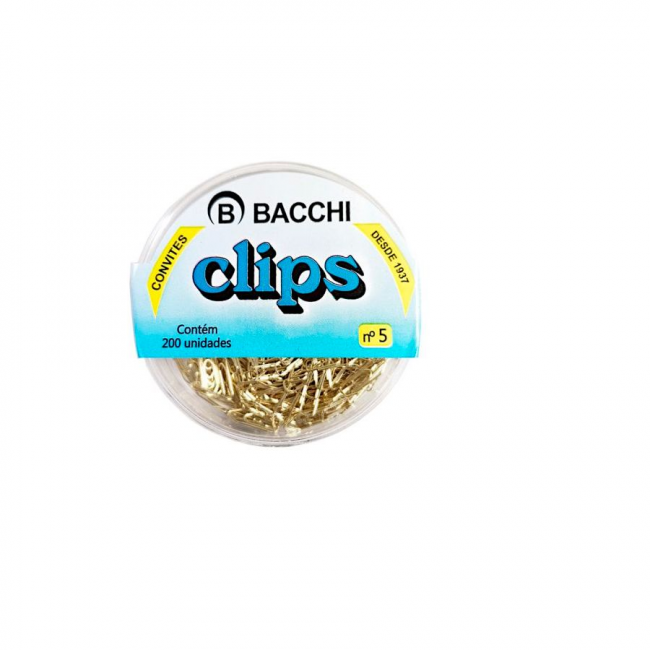 Clips Colorido Nº 5 Dourado Bacchi c/200 Unid