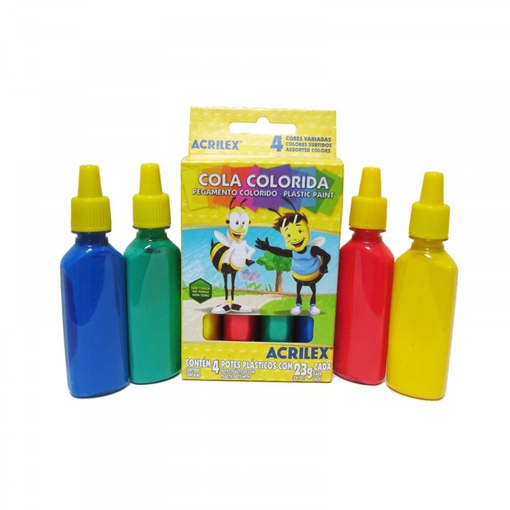 Cola Colorida 23g 4 Cores Plastic Paint Acrilex