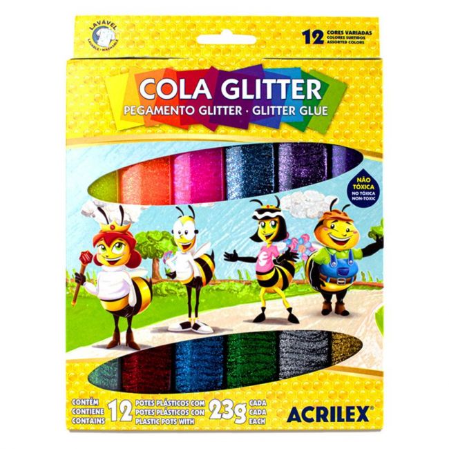 Cola Glitter 23g 12 Cores Acrilex