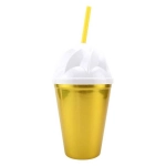 Copo Plástico 450ml com Canudo Metalizado Clink CK2355