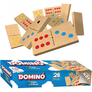 Domino Pingos Coloridos em Madeira Pais e Filhos 10772