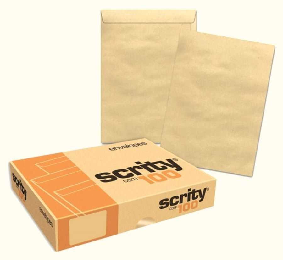 Envelope Saco Kraft Natural 80g 310x410mm cx c/100 Unid Scrity 