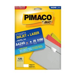 Etiqueta InkJet Laser A4 126 E.F 26 x 15mm cx c/25 Fls Pimaco A4249