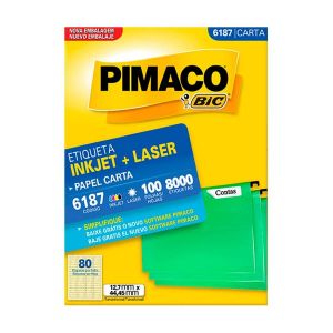 Etiqueta InkJet Laser Carta 80 E.F 12,7 x 44,45mm cx c/100 Fls 8000 Etq Pimaco 6187