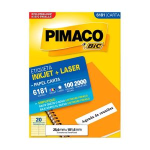 Etiqueta InkJet Laser Carta 20 E.F 25,4 x 101,6mm cx c/100 Fls 2000 Etq Pimaco 6181