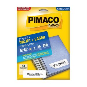Etiqueta InkJet Laser Carta 14 E.F 33,9 x 101,6mm cx c/25 Fls 350 Etq Pimaco 6282