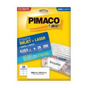 Etiqueta InkJet Laser Carta 10 E.F 50,8 x 101,6mm cx c/25 Fls 250 Etq Pimaco 6283