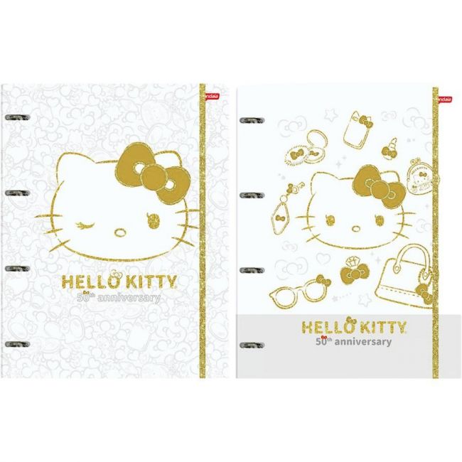 Fichário Universitário Cartonado com Elástico Hello Kitty 50th Jandaia