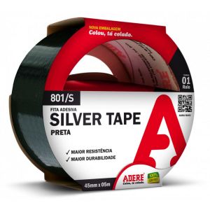 Fita Adesiva Multiuso Silver Tape 45mm x 5m Preto Adere