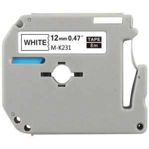 Fita para Rotulador Eletrônico Compativel Brother 12mm x 8m Preto/Branco M-K231 Masterprint