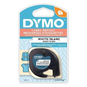 Fita Rotulador Dymo LetraTag para Tecido Branco/Preto 12mm x 2m