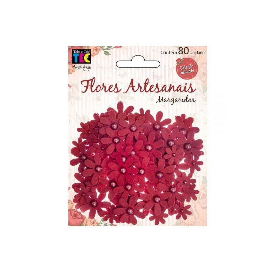 Flores Artesanais Margarida Vermelha - Toke e Crie 20520