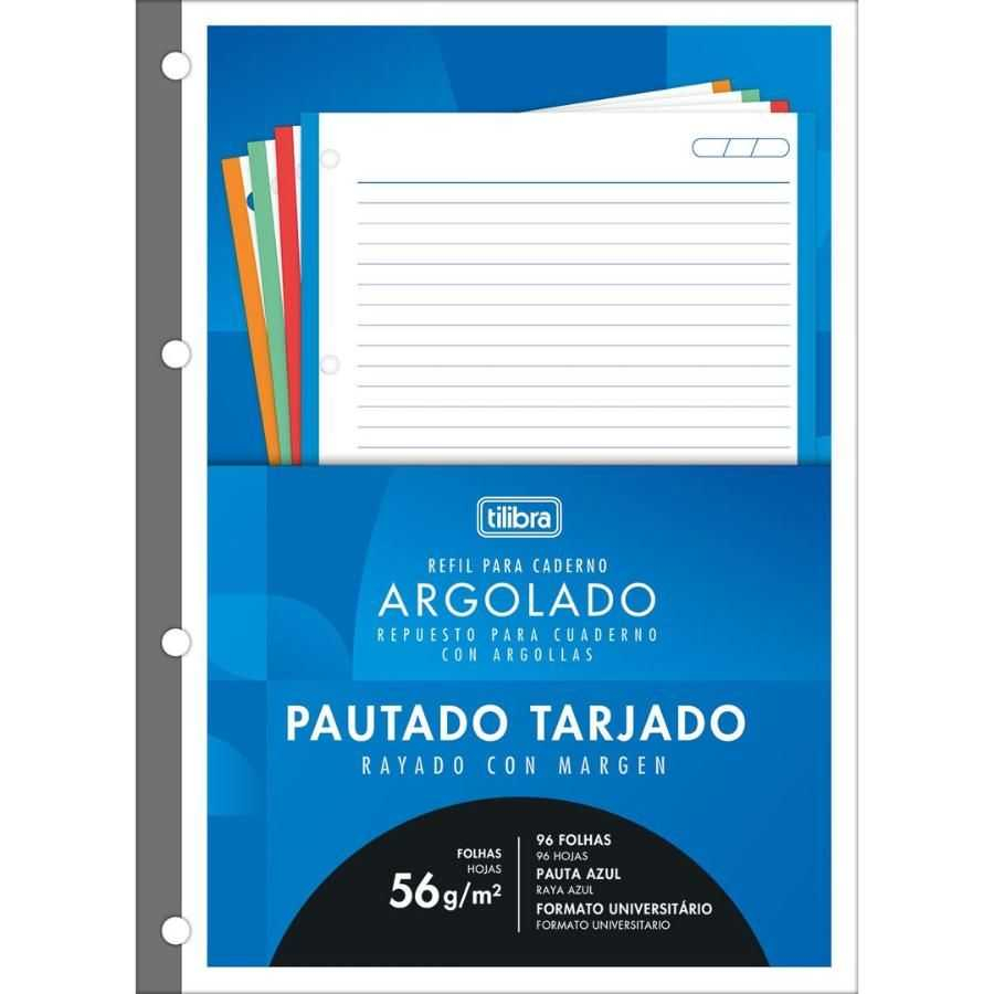 Folha para Fichário Universitário Pautado 96 Fls 56g Tarjado Tilibra 122912