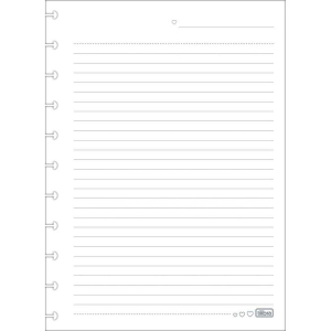 Folha para Caderno Disco Univ. Pautado 80 Fls 90g Branco Decorado Tilibra 332674