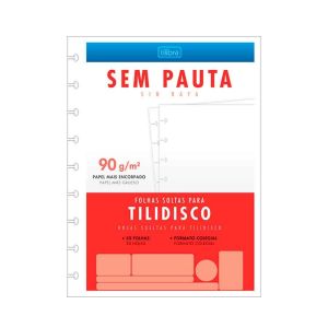 Folha para Caderno Disco Colegial Sem Pauta 50 Fls 90g Branco Tilibra 341843
