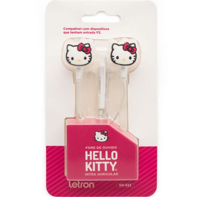 Fone de Ouvido com Microfone P3 Hello Kitty SW-E23 Letron 94425