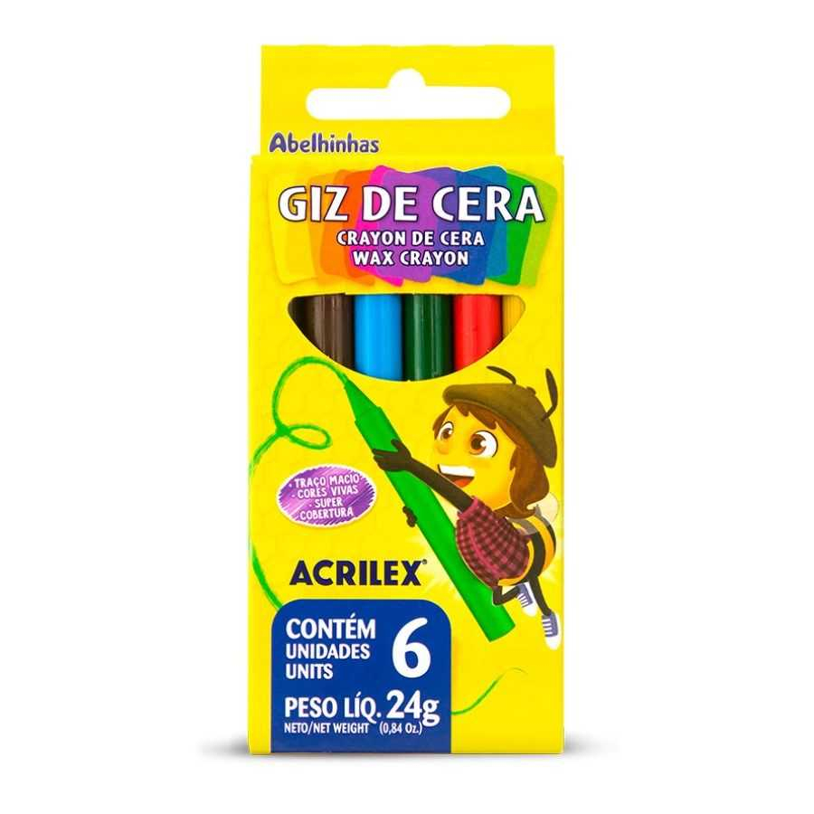 Giz de Cera Fino 06 cores 24g Acrilex 09006