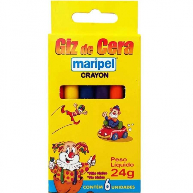 Giz de Cera Fino 6 Cores Maripel CS-06 