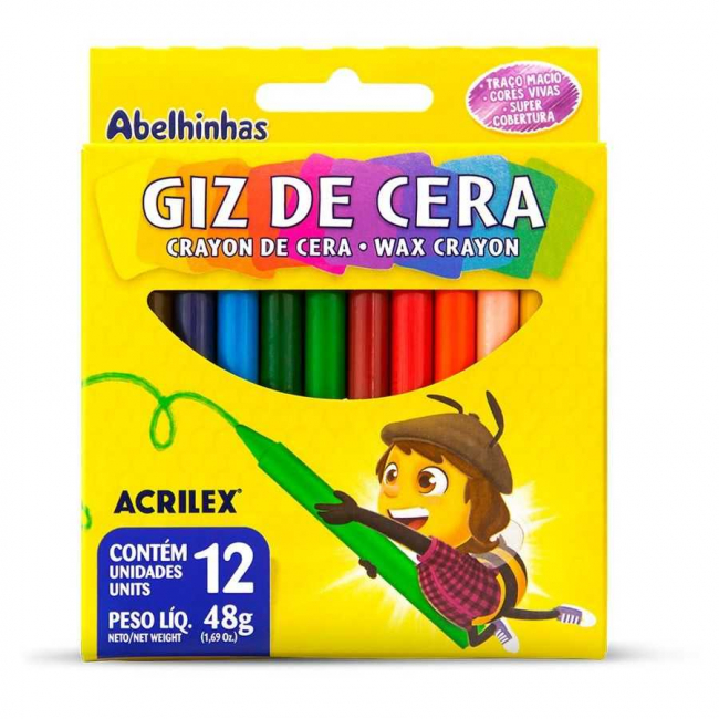 Giz de Cera 12 cores 48g Acrilex 09012