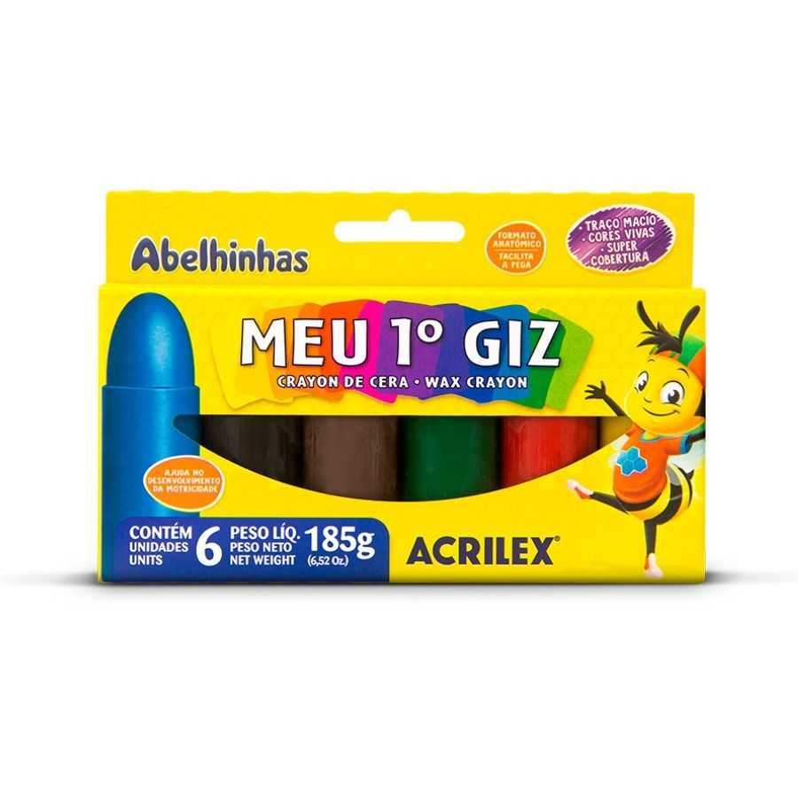 Giz de Cera Jumbo Meu 1º Giz 6 cores 185g Acrilex 09506