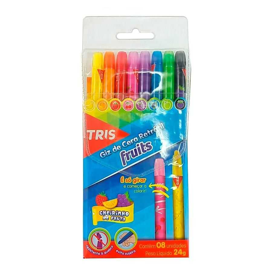 Giz de Cera Retrátil 8 Cores Fruits Tris 686448