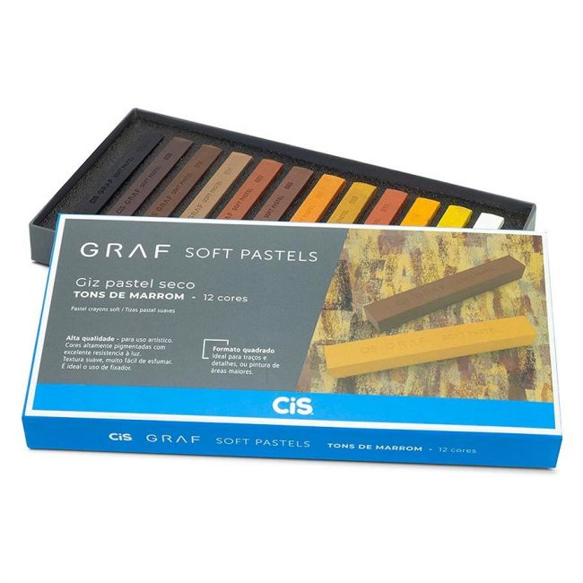 Giz Pastel Seco Graf Soft Pastel Tons de Marrom 12 cores Cis 70.3100