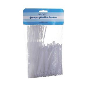 Grampo Trilho Plástico Branco com 50 unidades - Bacchi