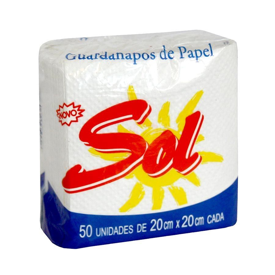 Guardanapo Papel 20,0 x 20cm c/ 50 Unid Branco Sol 
