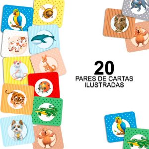Jogo da Memória Cartonado Filhotes 40 Peças Pais e Filhos 