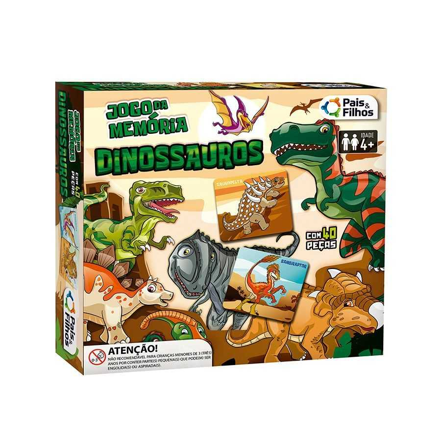 Jogo da Memória Cartonado Dinossauro 40 Peças Pais e Filhos