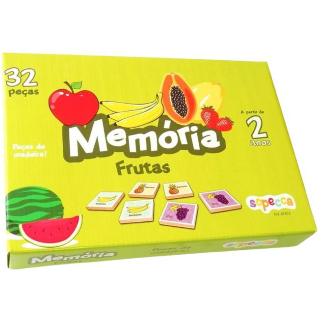 Jogo da Memória Madeira 32 Peças Frutas Sopecca M303