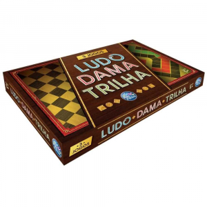 Kit 3 em 1 Damas Ludo e Trilha Jogos Classicos de Tabuleiro em