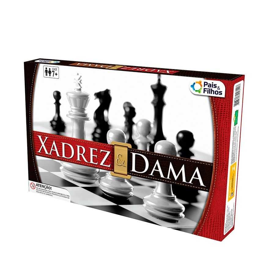 Jogo de Xadrez e Dama Escolar Pais e Filhos