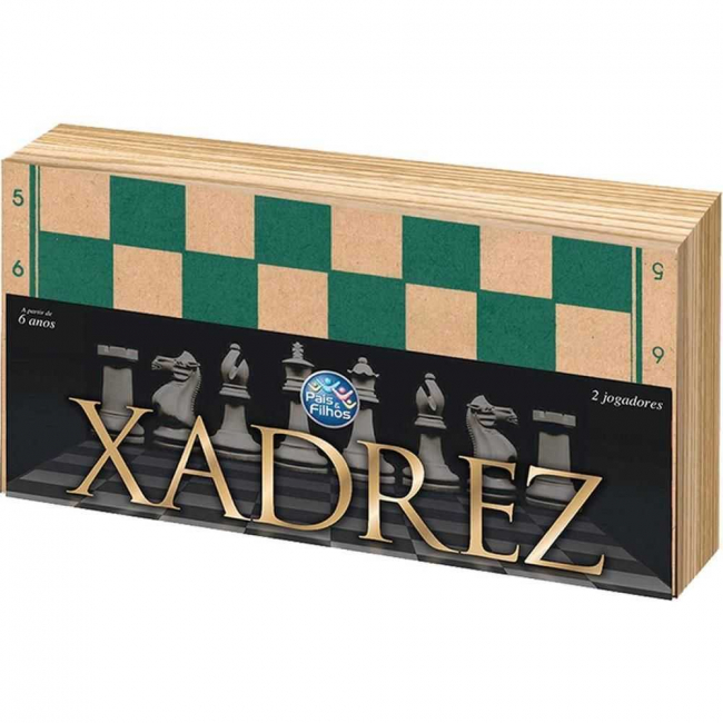 Jogo de Xadrez Oficial Caixa em Madeira 40cm Pais e Filhos 