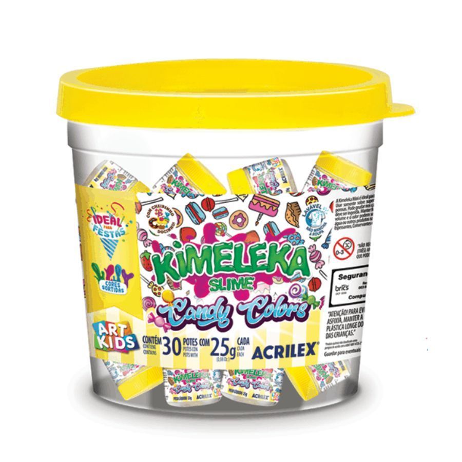 Kimeleka Slime Candy Colors 30 Potes com 25g Acrilex 05844