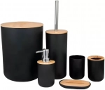 Kit 6 Peças de Banheiro Bambu Preto Plasvale