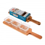 Kit Petisqueira c/3 Potes de Vidro 150ml + 1 Tábua Clink CK6734
