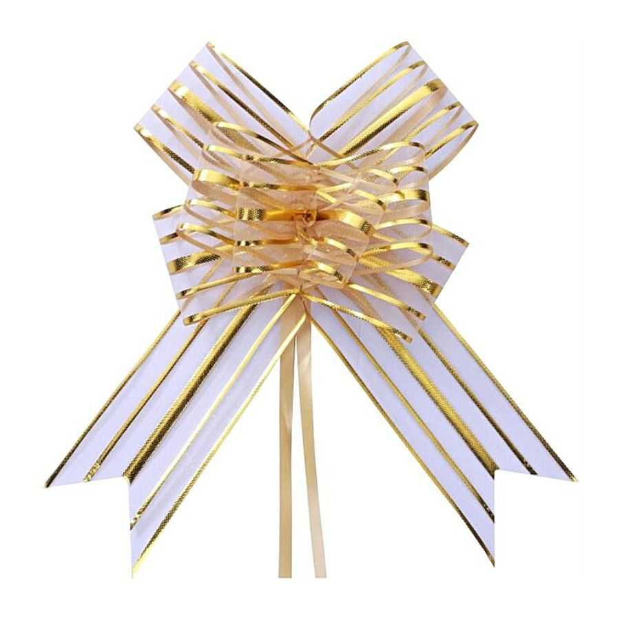 Laço Pronto Organza 18mm x 35cm Dourado Pct c/ 10 Und Ponto das Festas 