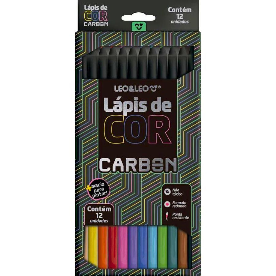 Lápis de Cor 12 Cores Redondo Carbon Leo & Leo 4430
