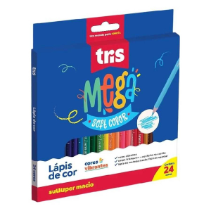 Lápis de Cor 24 Cores Triangular Tris Mega Soft Cores Vibrantes 