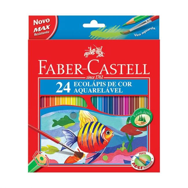 Lápis de Cor Aquarelável 24 Cores Sextavado Faber-Castell