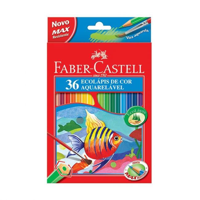 Lápis de Cor Aquarelável 36 Cores Sextavado Faber Castell 