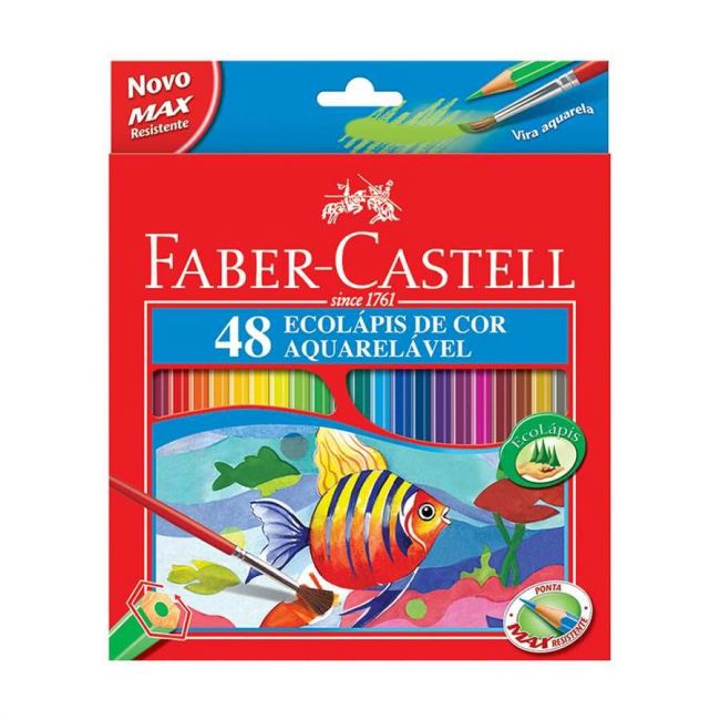 Lápis de Cor Aquarelável 48 Cores Sextavado Faber-Castell
