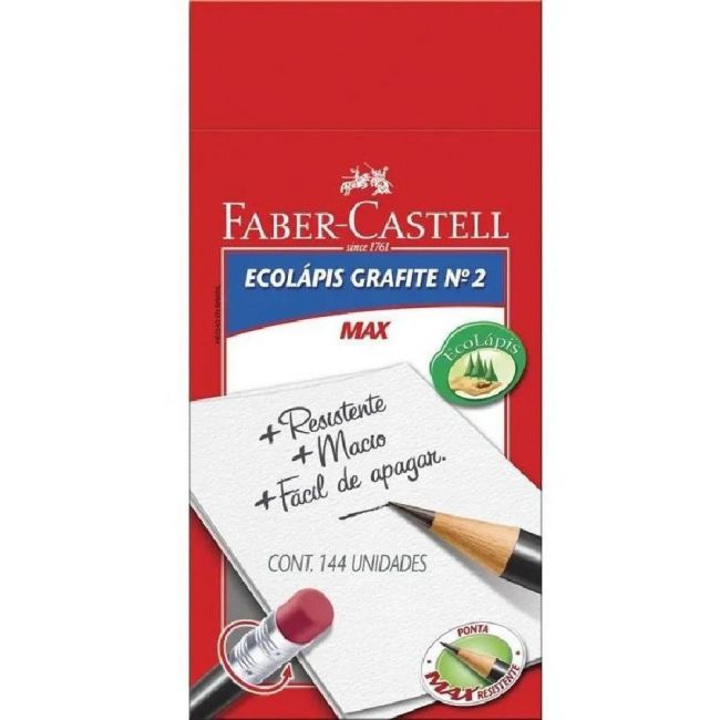 Lápis Preto com Borracha Nº2 Redondo Faber Castell 1205 HB cx/12 unid 1205M/B